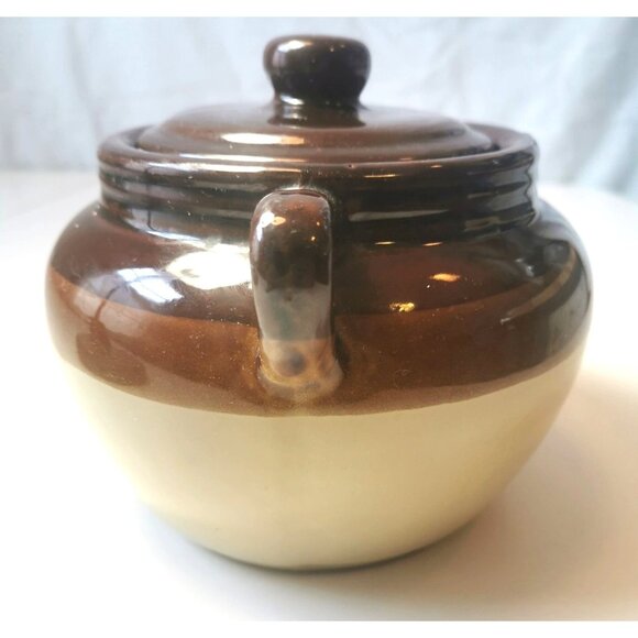 Crock Stoneware Bean Pot Vintage Double Handle Made in Taiwan Heavy Duty 1.09KG - Picture 7 of 9